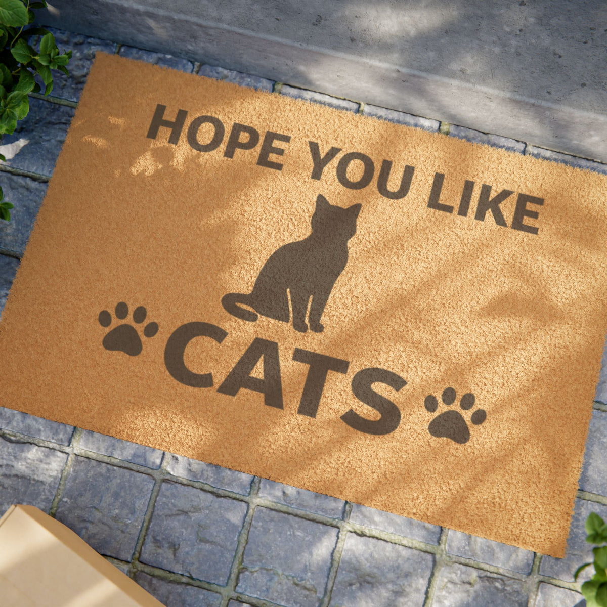 Hope You Like Cats Doormat — Funny Cat Lover Welcome Mat with Paw Prints