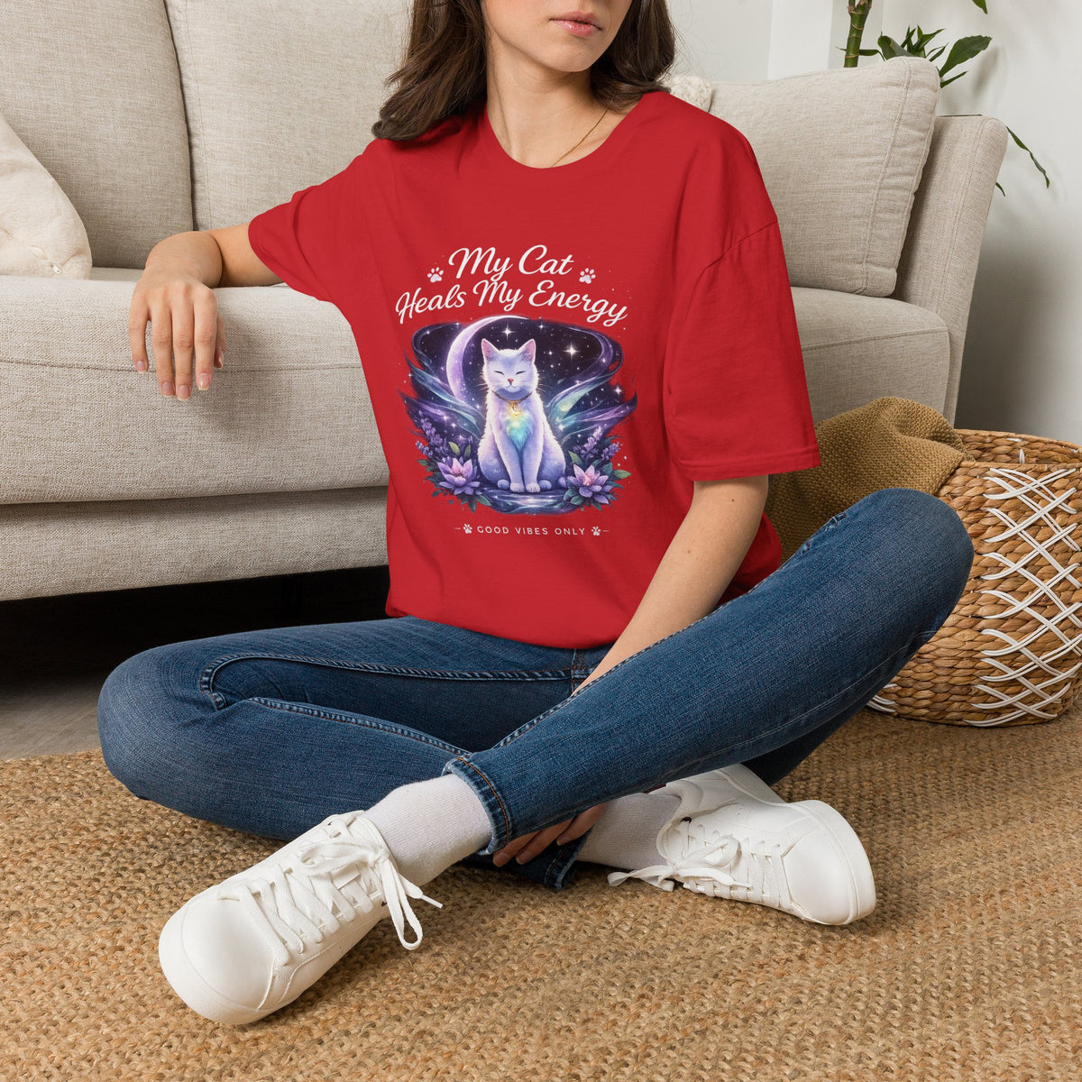 My Cat Heals My Energy T-Shirt — Spiritual Cat Lover Tee