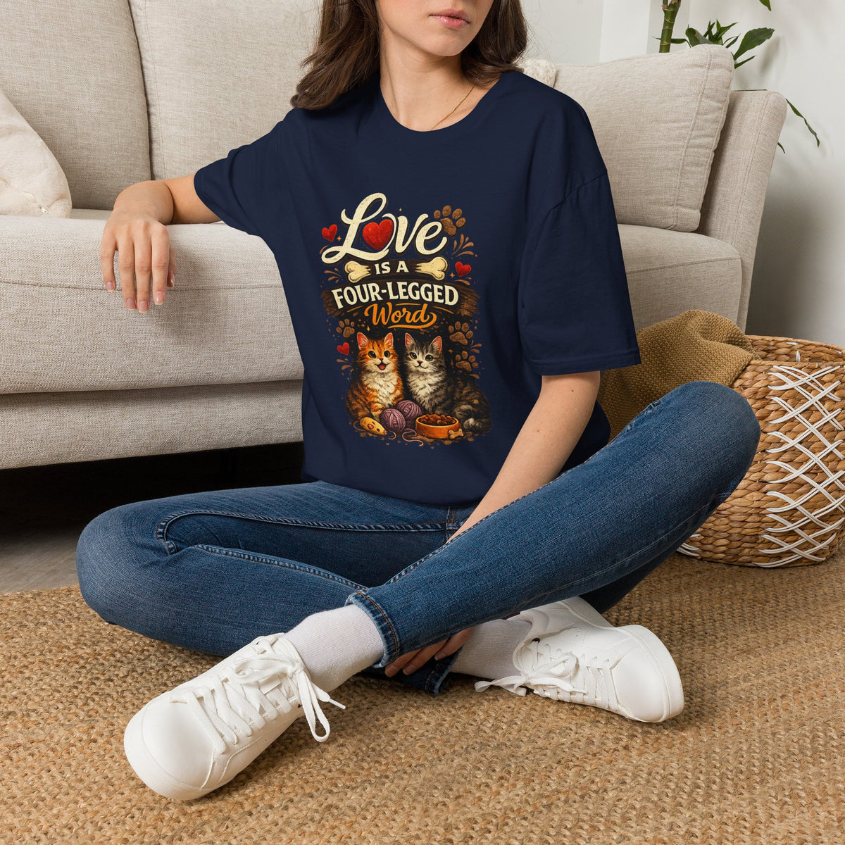 Cat Lover T-Shirt — "Love Is a Four-Legged Word" Graphic Tee
