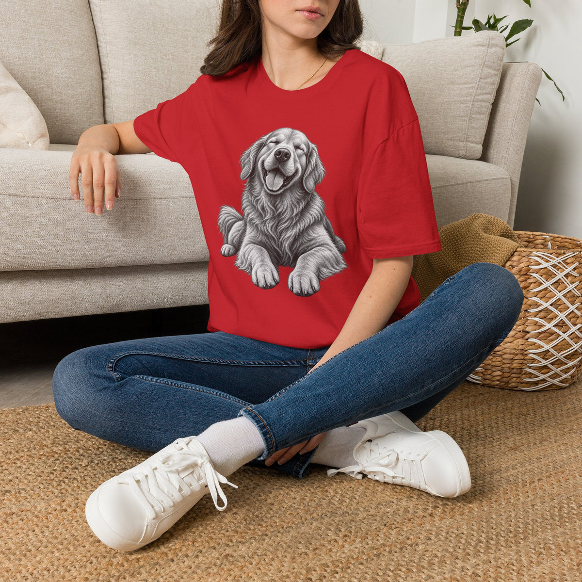 Golden Retriever Portrait T-Shirt — Smiling Dog Graphic Tee for Dog Lovers