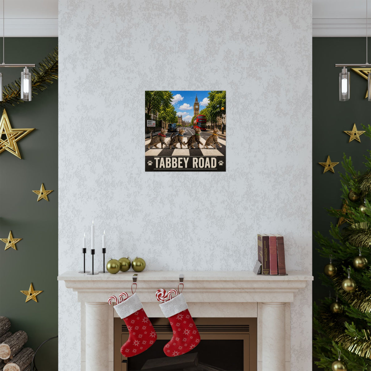 Tabbey Road Matte Poster — Funny Cats Crossing Abbey Road Wall Art