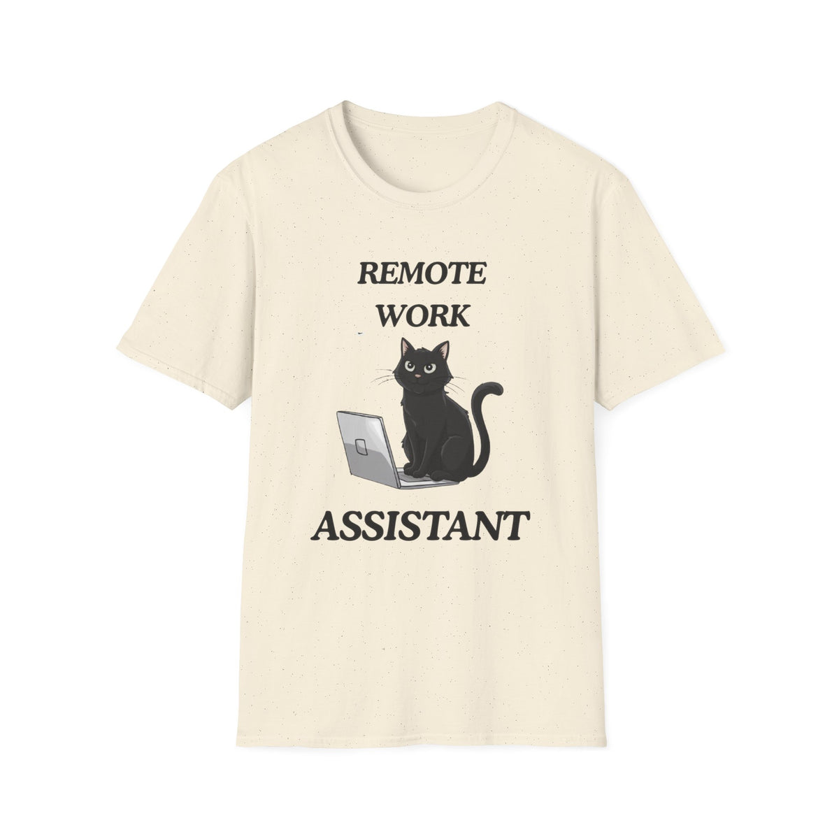 Remote Work Assistant T-Shirt — Cute Black Cat Laptop Tee for WFH