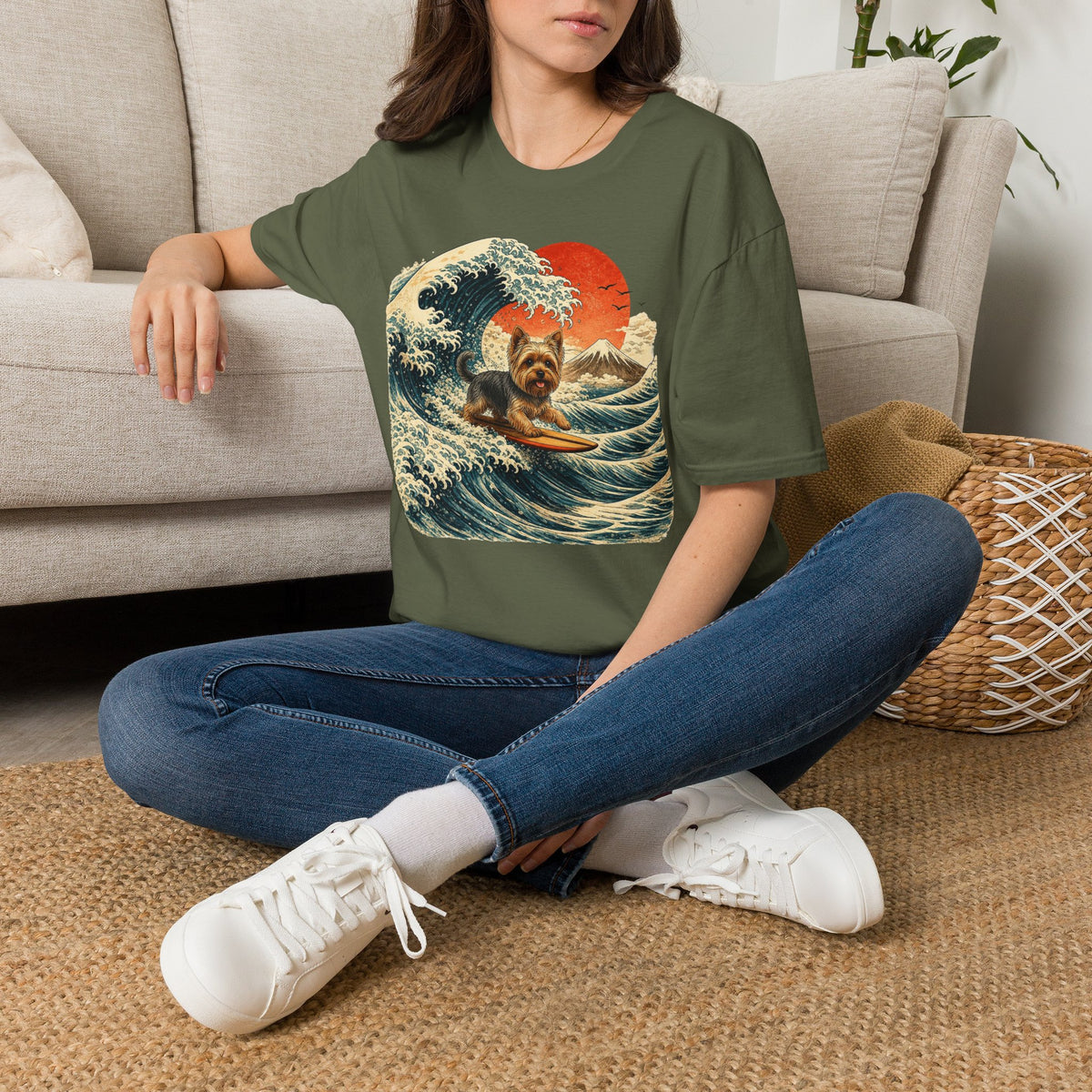 Yorkshire Terrier Wave T-Shirt — Japanese Wave Surf Dog Graphic Tee