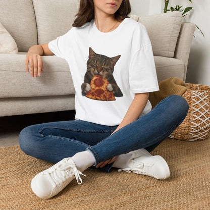 Cat Eating Pizza T-Shirt — Cute Pizza-Loving Cat Graphic Tee