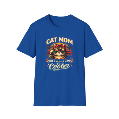 Cat Mom T-Shirt — "Cat Mom Like A Regular Mom But Cooler" Retro Graphic Tee