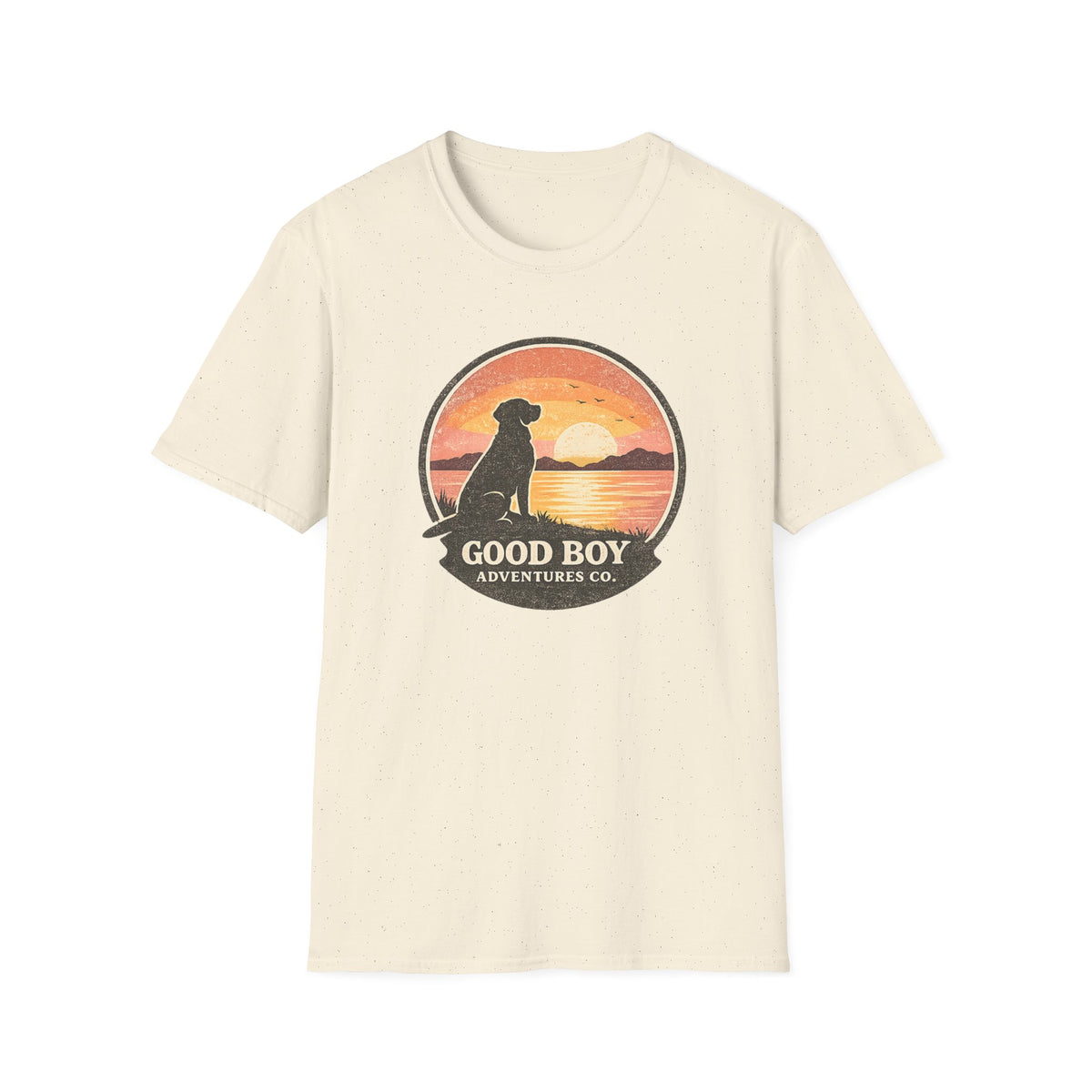 Dog Sunset T-Shirt — "Good Boy" Retro Beach Graphic Tee