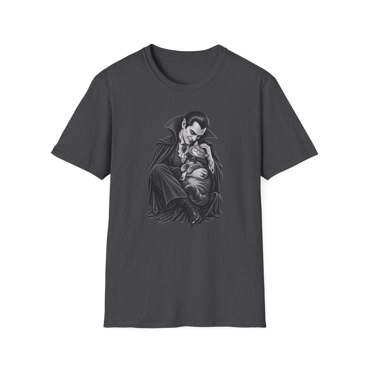 Vampire & Kitty Tee  Cute Gothic Dracula Cat Graphic T-Shirt