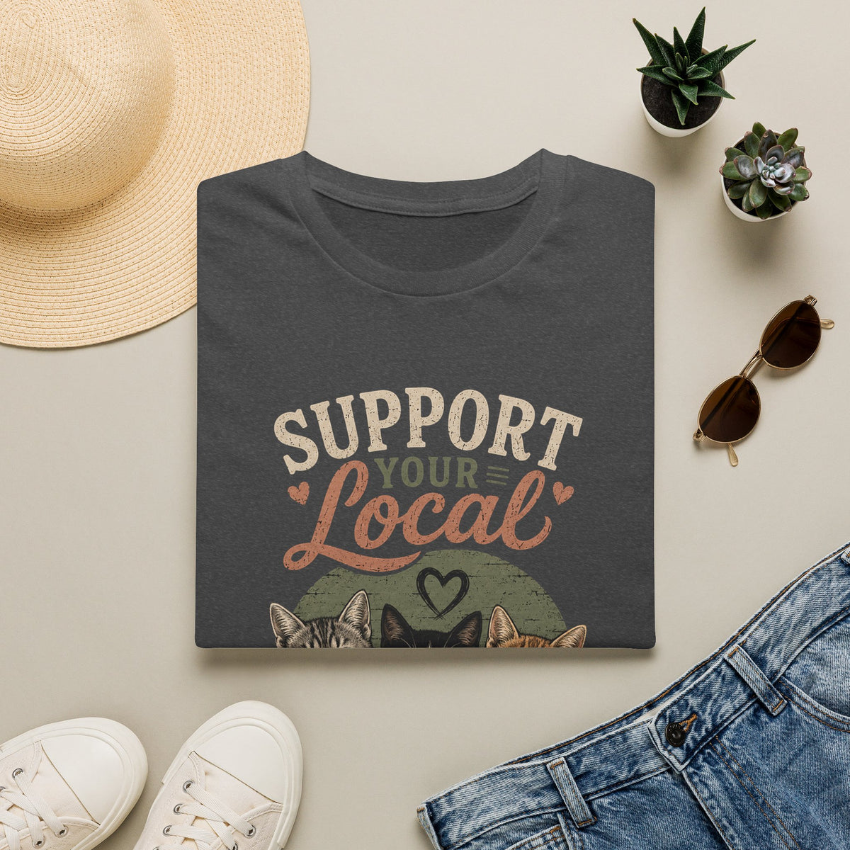 Support Your Local Shelter T-Shirt — Rescue Cats Adoption Fundraiser Tee