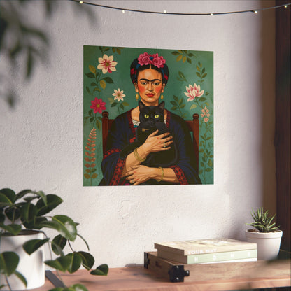 Frida Cat Portrait Poster — Matte Vertical Art Print