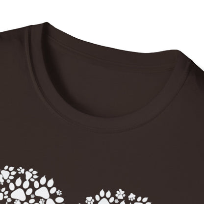 Paw Heart T-Shirt — White Doodle Paw Heart Graphic Tee