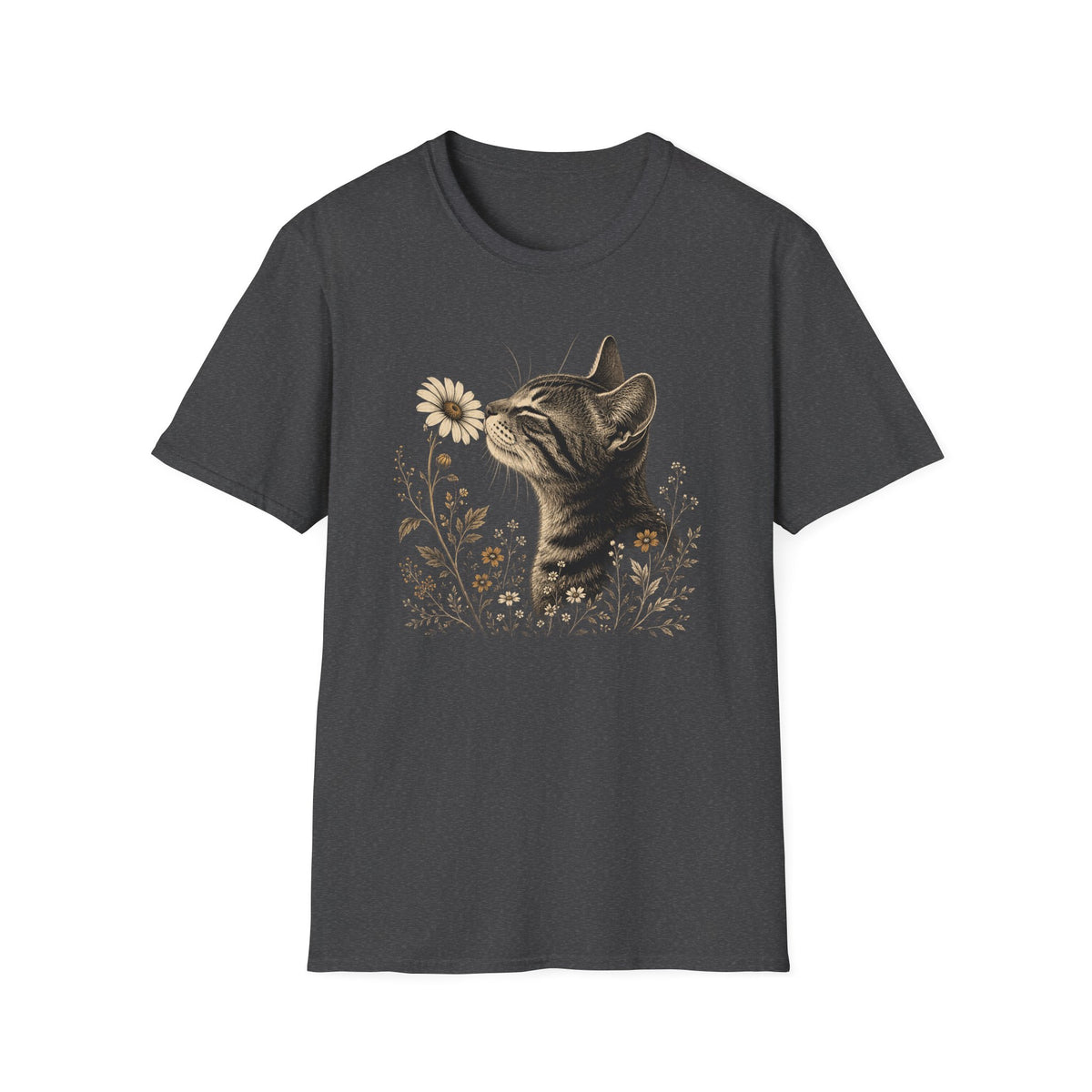 Cat & Wildflower T-Shirt — Whimsical Floral Kitty Tee
