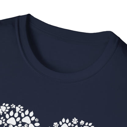 Paw Heart T-Shirt — White Doodle Paw Heart Graphic Tee
