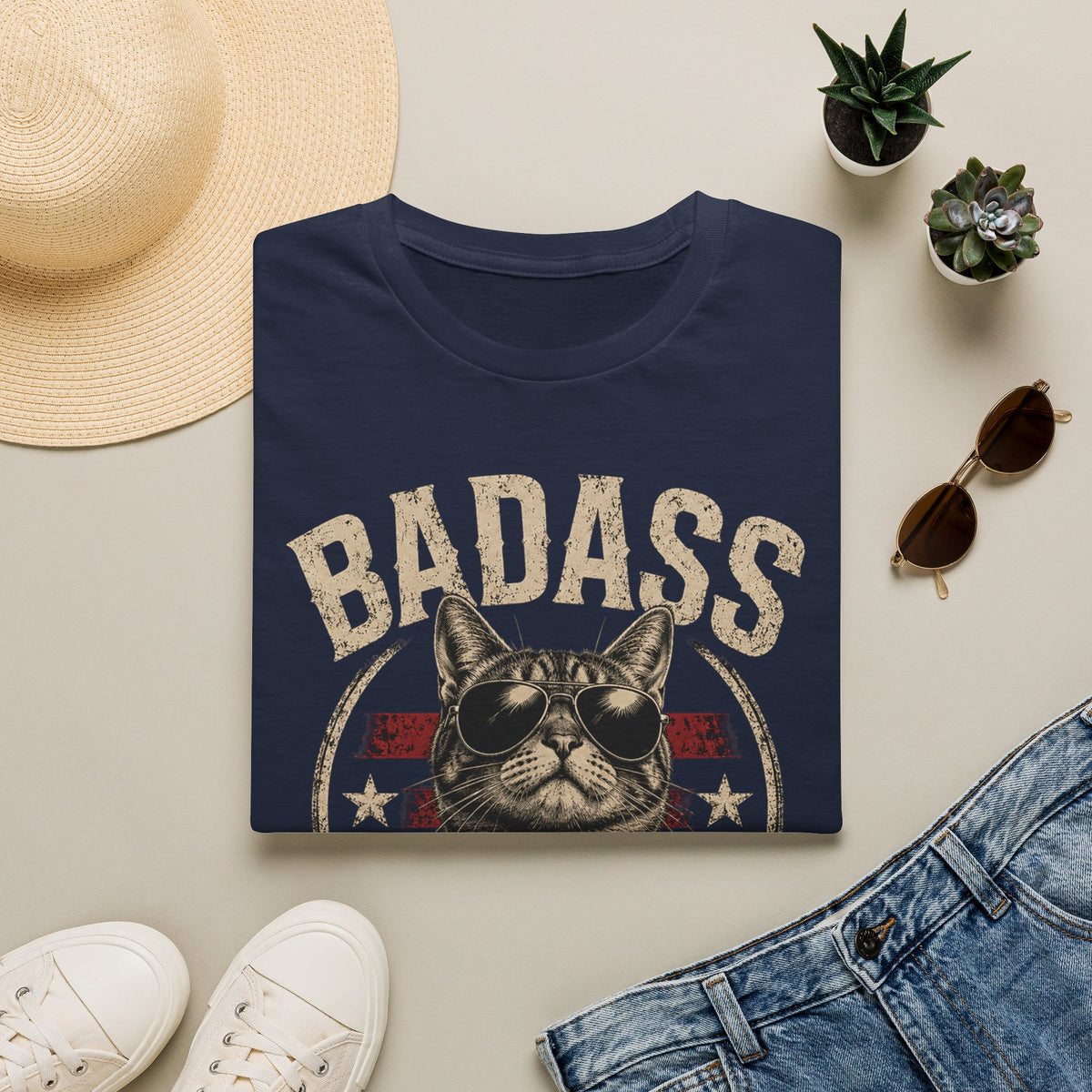 Badass Cat T-Shirt — Retro Sunglasses Cat Graphic Tee
