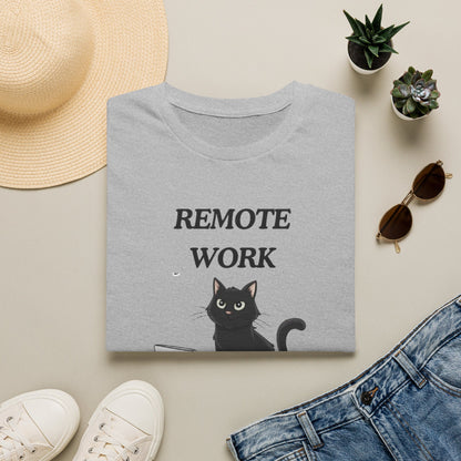 Remote Work Assistant T-Shirt — Cute Black Cat Laptop Tee for WFH