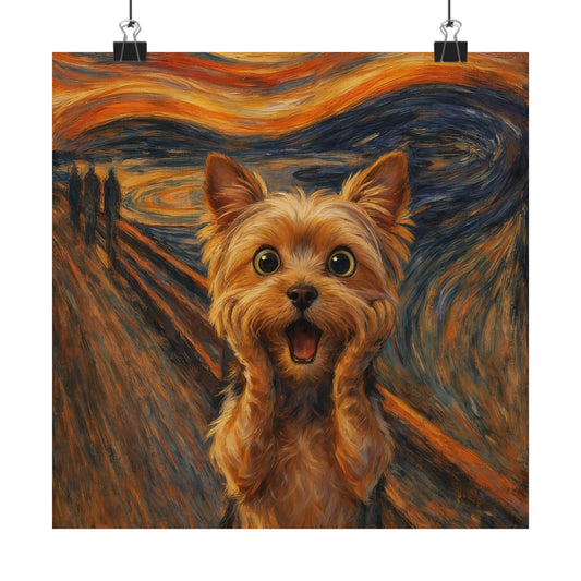 Yorkie 'The Scream' Art Poster - Funny Dog Matte Print