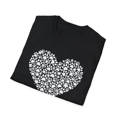 Paw Heart T-Shirt — White Doodle Paw Heart Graphic Tee