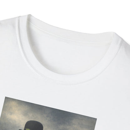 Surreal Magritte-Inspired Man with Apple T-Shirt — Vintage Surrealist Art Tee