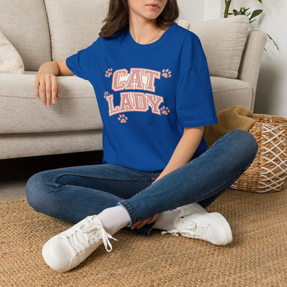 Cat Lady T-Shirt — Cute Pink Paw Print Graphic Tee for Cat Lovers