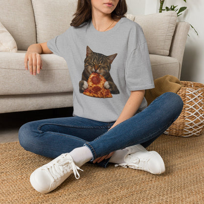 Cat Eating Pizza T-Shirt — Cute Pizza-Loving Cat Graphic Tee