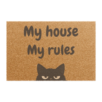Doormat — "My House My Rules" Cat Welcome Mat