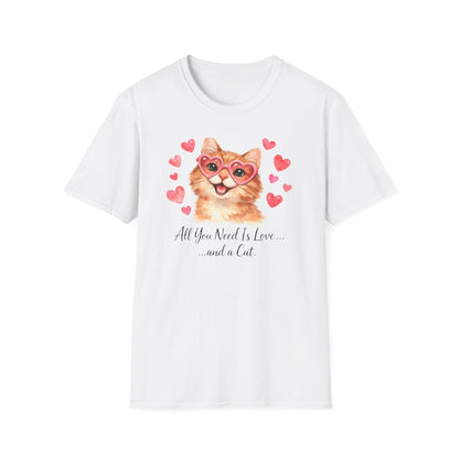 All You Need Is Love... and a Cat T-Shirt — Cute Heart Sunglasses Kitty Tee
