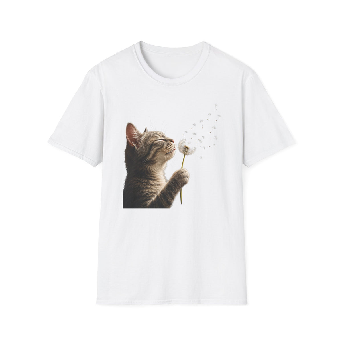 Cat Dandelion T-Shirt — Cute Kitten Blowing Dandelion Graphic Tee