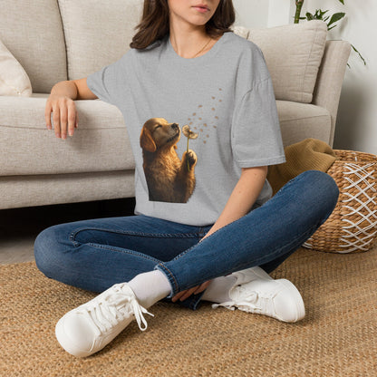 Puppy & Dandelion T-Shirt — Cute Dog Blowing Dandelion Graphic Tee
