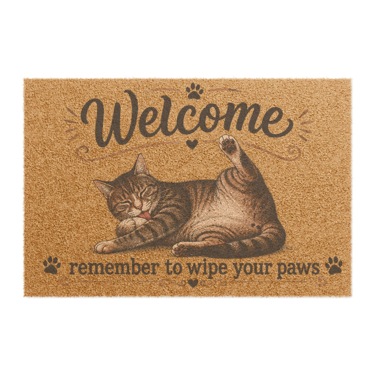 Welcome Cat Doormat - "Welcome, remember to wipe" Cute Kitty Entry Mat