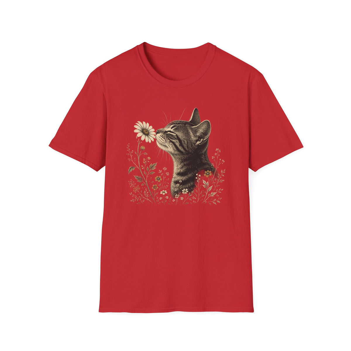 Cat & Wildflower T-Shirt — Whimsical Floral Kitty Tee