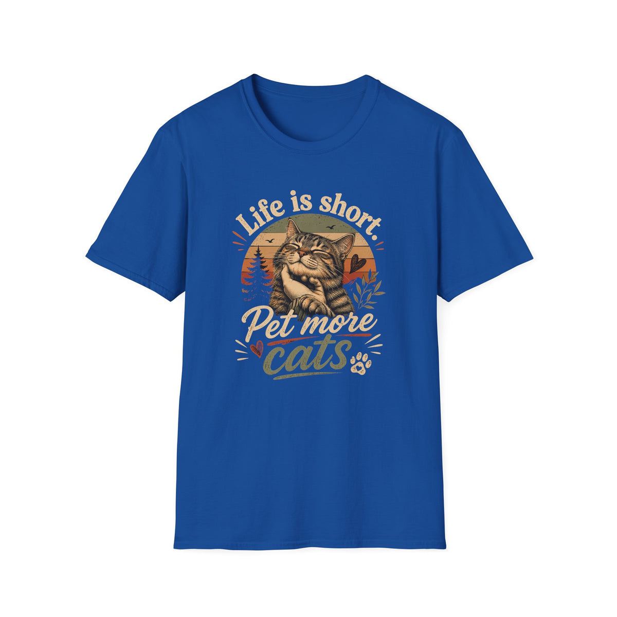 T-Shirt — "Life Is Short, Pet More Cats" Vintage Cat Tee
