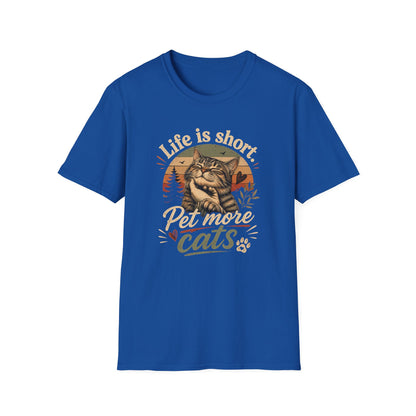 T-Shirt — "Life Is Short, Pet More Cats" Vintage Cat Tee
