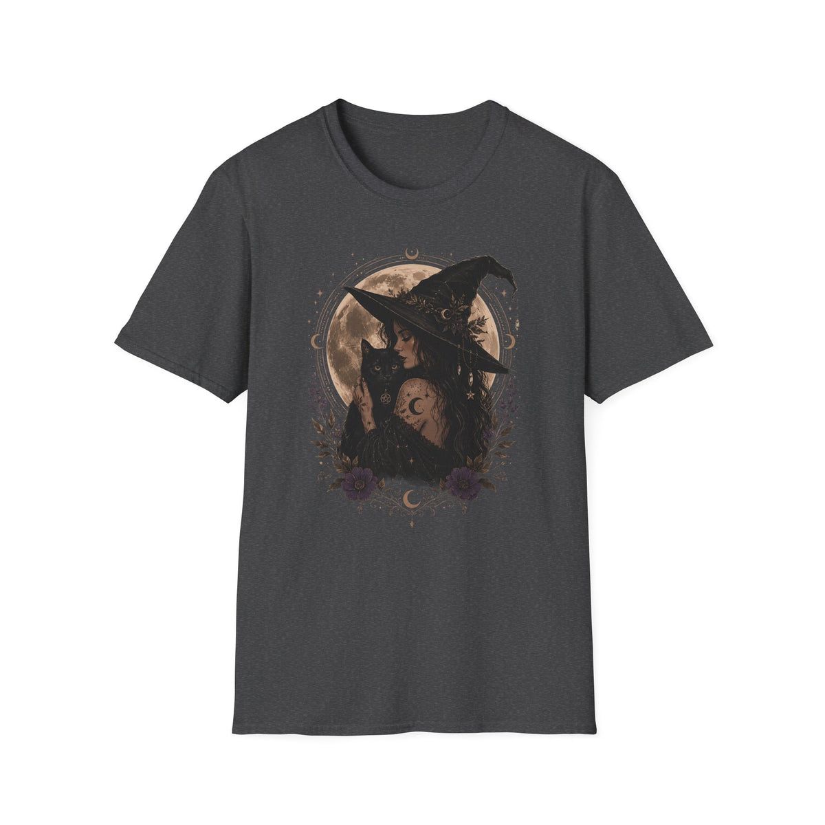 Witch Cat Moon T-Shirt – Gothic Witchcraft Graphic Tee