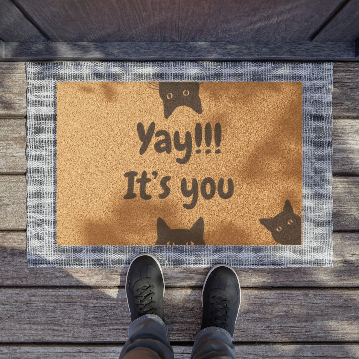 Doormat - "Yay!!! It’s You" Cat Welcome Mat