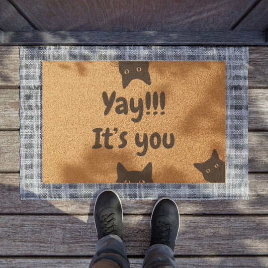 Doormat - "Yay!!! It’s You" Cat Welcome Mat