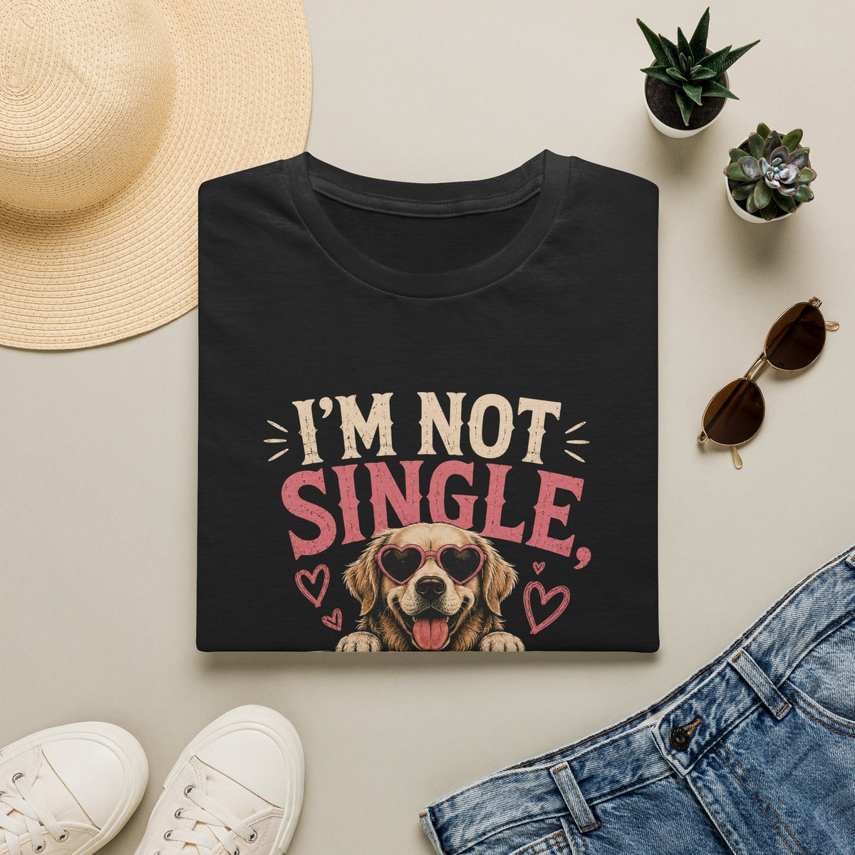 Dog Lover T-Shirt — "I'm Not Single, I Have a Dog" Cute Puppy Valentine Tee