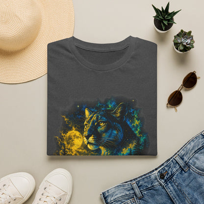 Moon T-Shirt — Neon Cosmic Big Cat Graphic Tee