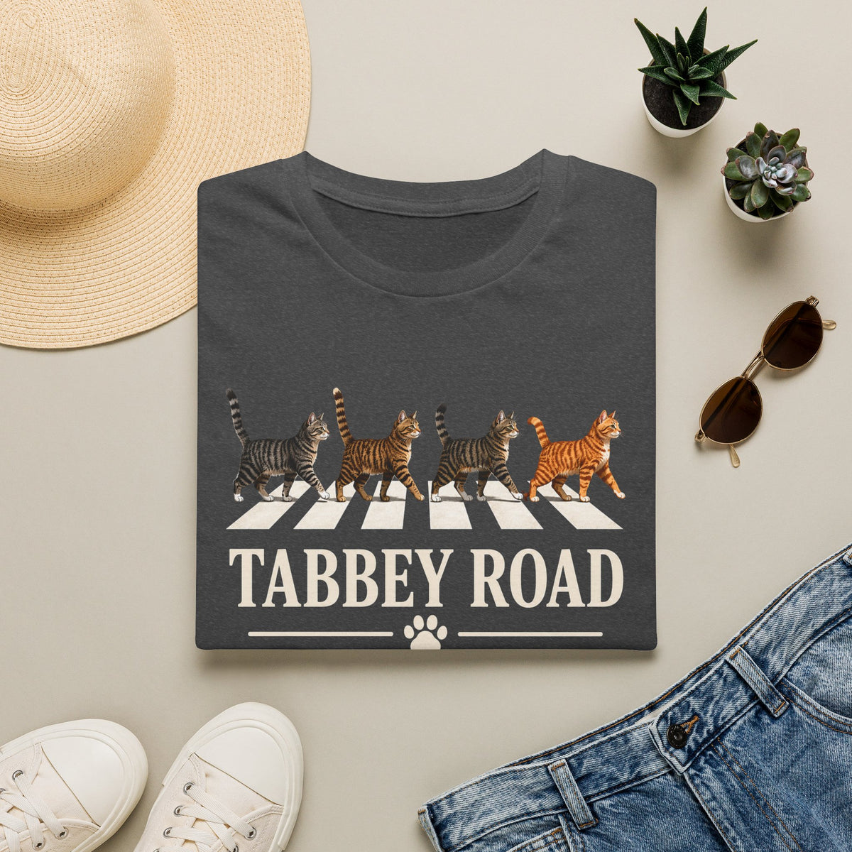 Tabbey Road T-Shirt — Cats Crossing Beatles Parody Tee