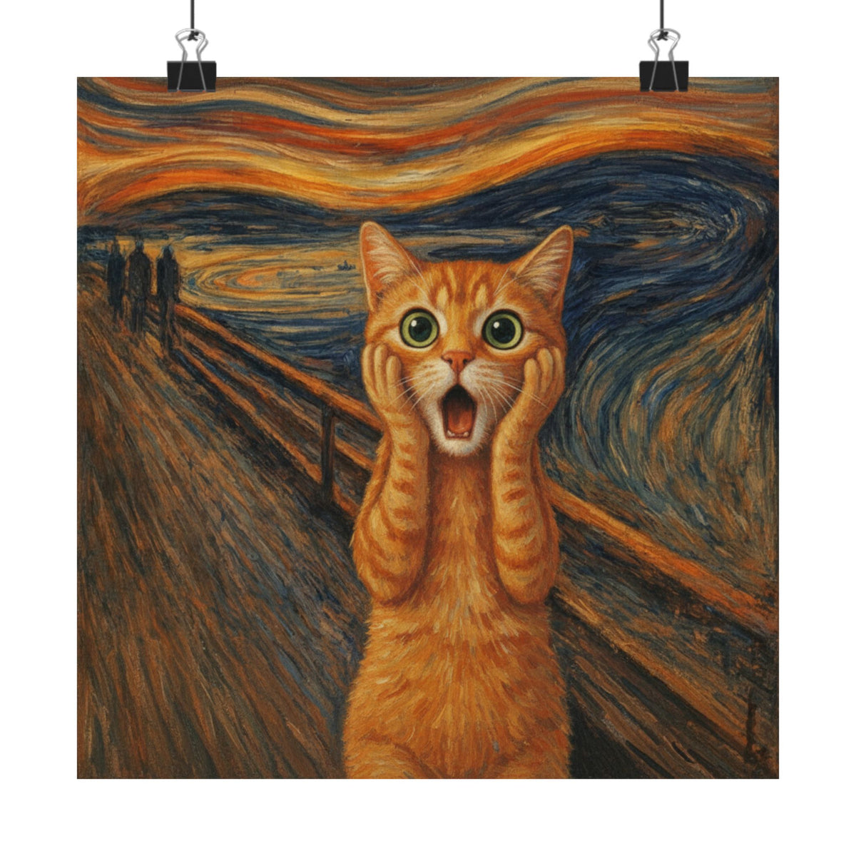 Cat Scream Poster — Funny Orange Cat Matte Wall Art (The Scream Parody)