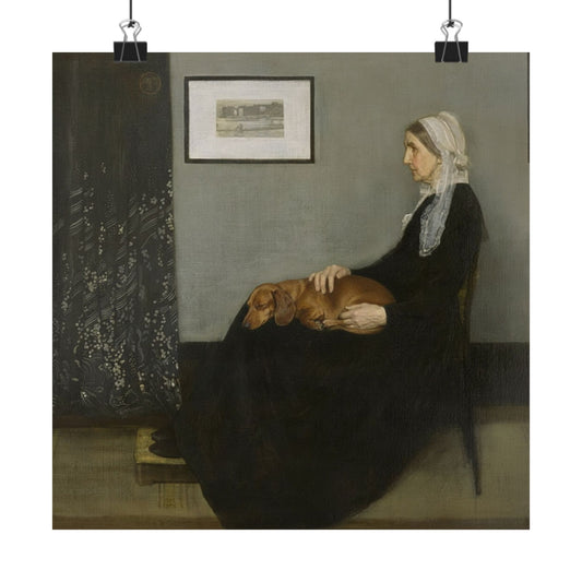 Matte Poster — Vintage Portrait of Elderly Woman with Dog (Vertical)
