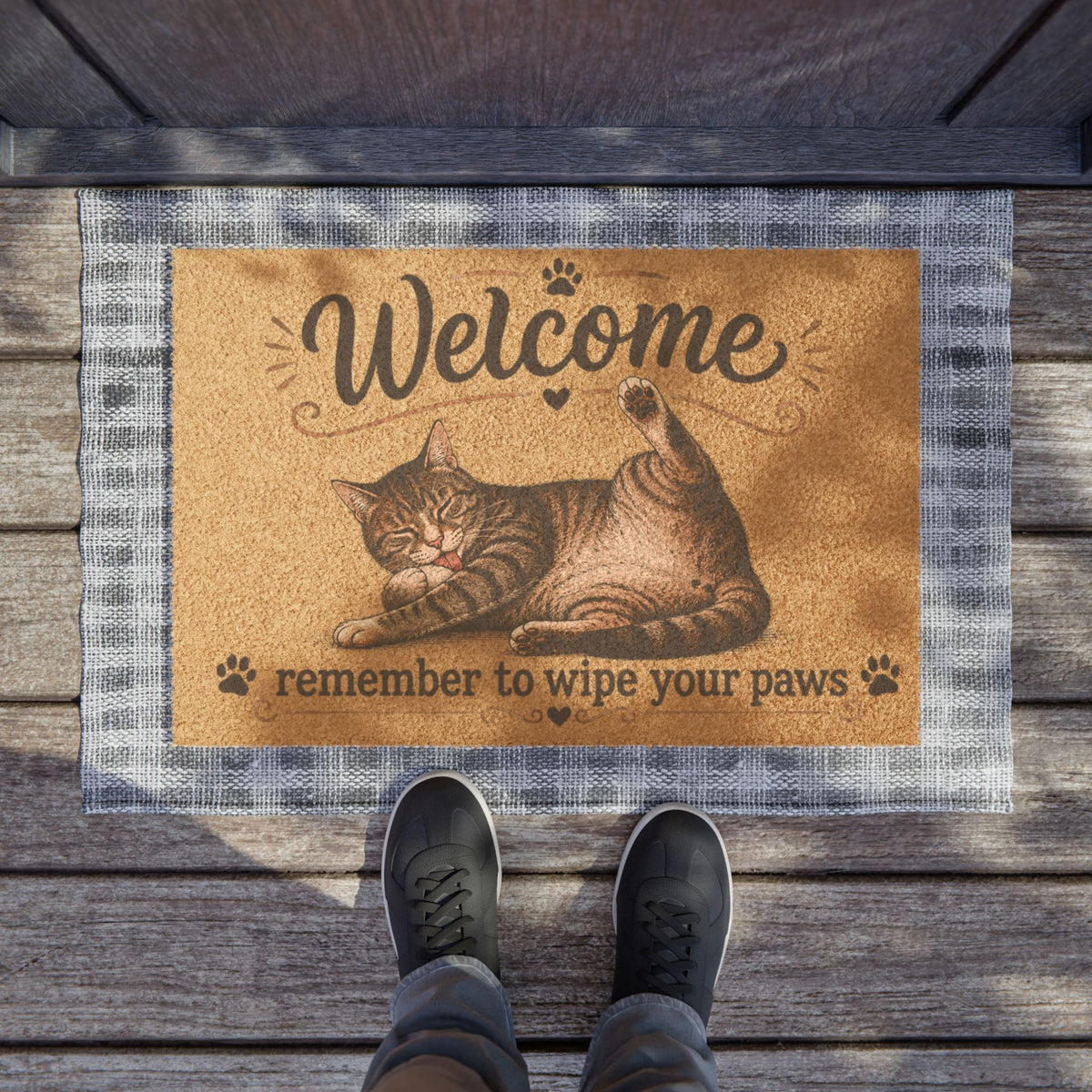 Welcome Cat Doormat - "Welcome, remember to wipe" Cute Kitty Entry Mat