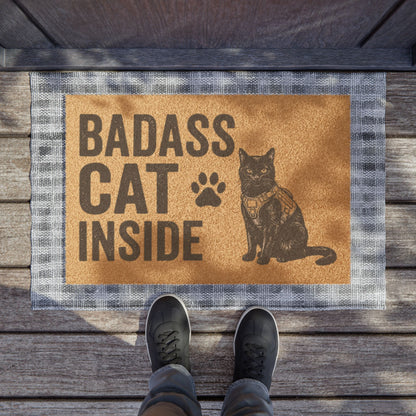 Badass Cat Inside Doormat — Funny Cat Lover Welcome Mat