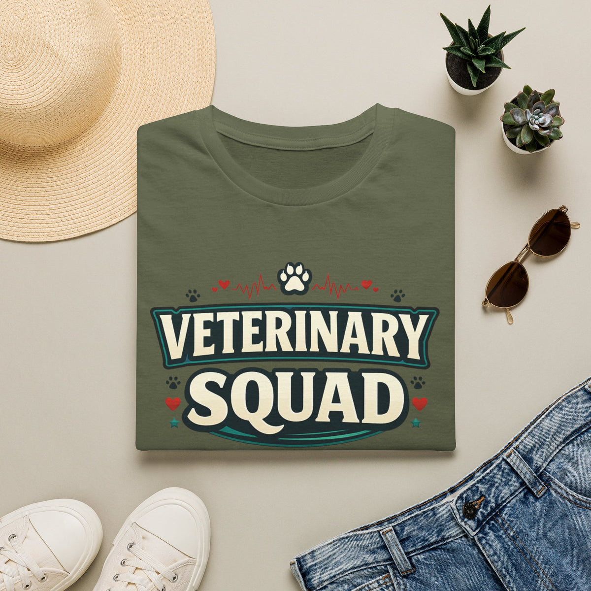 Veterinary Squad T-Shirt — Cute Paw Print Vet Team Tee