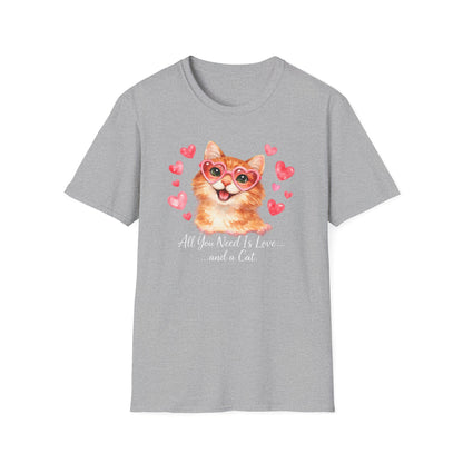 All You Need Is Love... and a Cat T-Shirt — Cute Heart Sunglasses Kitty Tee