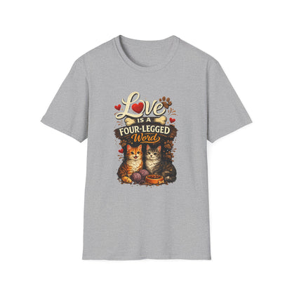 Cat Lover T-Shirt — "Love Is a Four-Legged Word" Graphic Tee