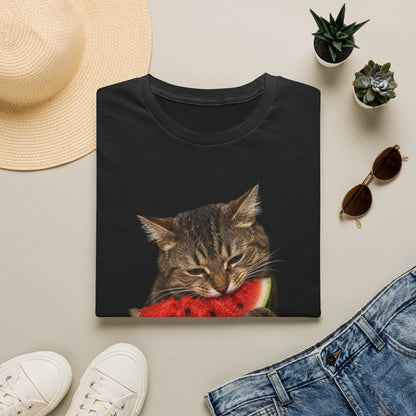 Cat Eating Watermelon T‑Shirt — Cute Summer Cat Graphic Tee
