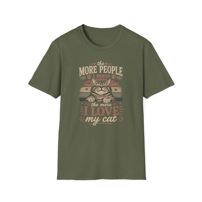 Cat Lover T‑Shirt — “The More People I Meet the More I Love My Cat” Retro Graphic