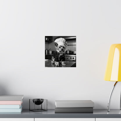 Digital download Chef Dog Poster — Matte Vertical Kitchen Wall Art (Yorkshire Terrier in Chef Hat)