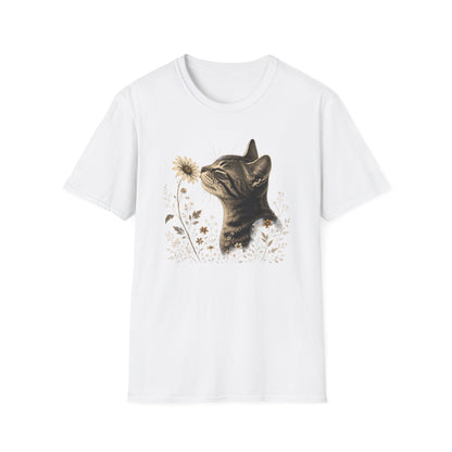 Cat & Wildflower T-Shirt — Whimsical Floral Kitty Tee