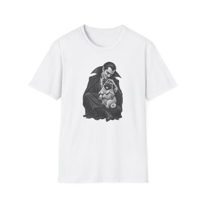 Vampire Holding Pug T‑Shirt — Gothic Cute Dog Tee