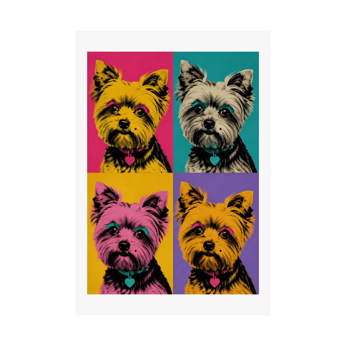 Pop Art Yorkie Poster – Colorful Matte Vertical Dog Art Print